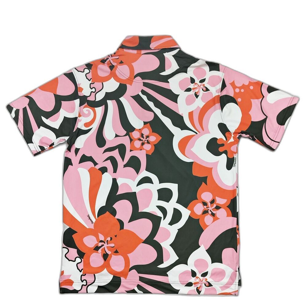 MANUHEALI’I Floral Hawaiian Polo Shirt Aloha Tropical Colorful Bright Peony Sz S - Picture 4 of 10